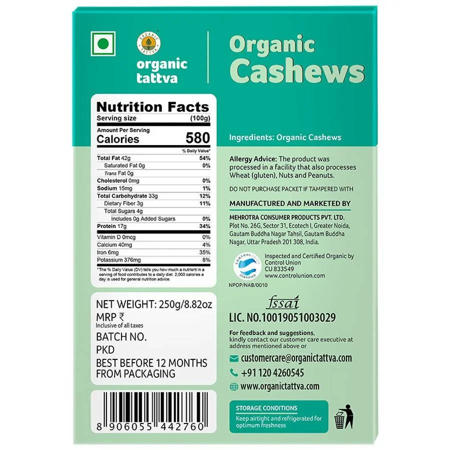 Organic Tattva Cashews | Grocsy