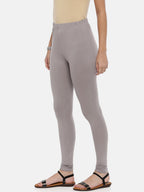 Souchii Women Grey Solid Slim-Fit Churidar-Length Leggings | Grocsy