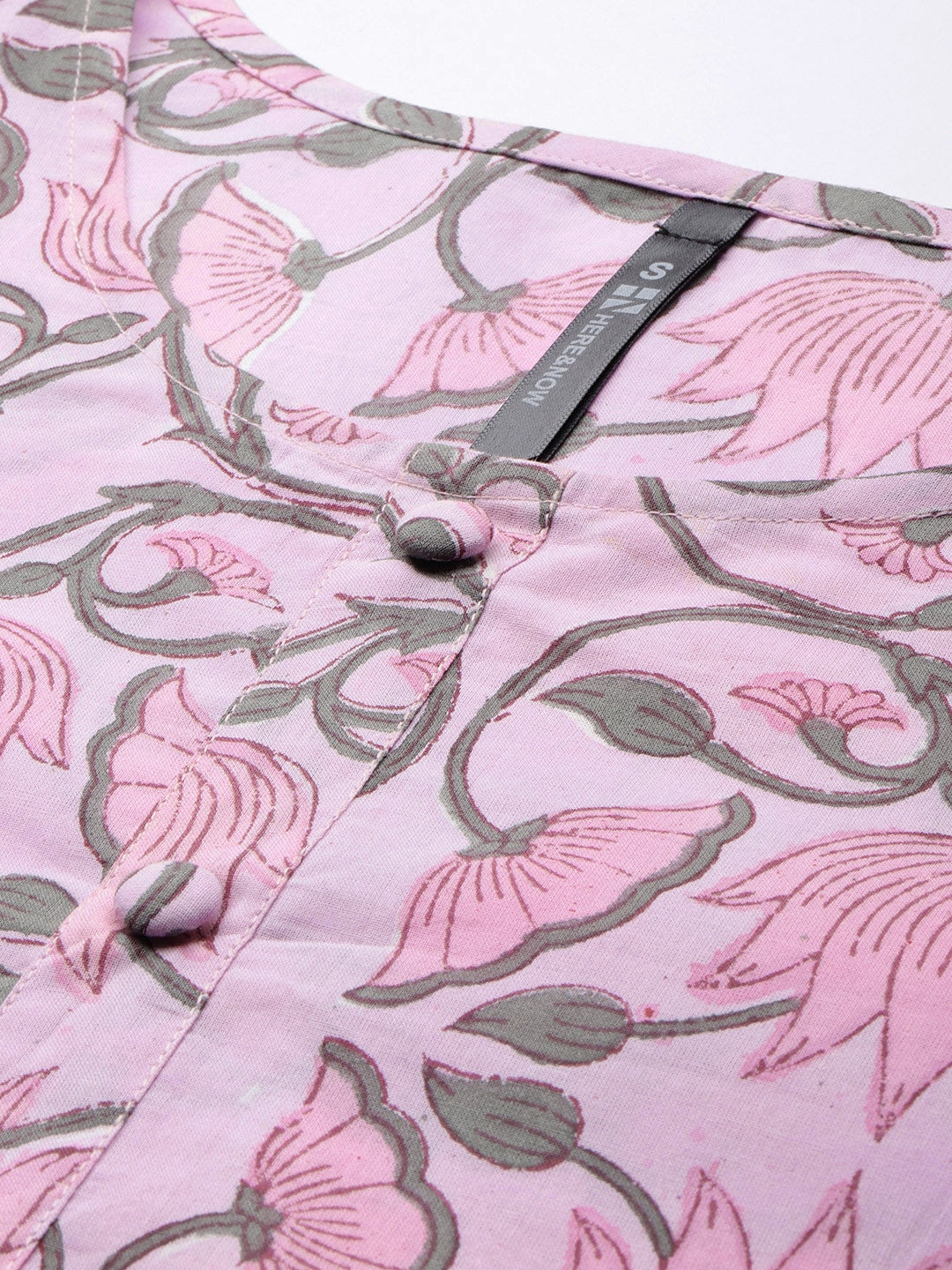 HERE&NOW Women Floral Printed Regular Pure Cotton Kurta with Palazzos & With Dupatta | Grocsy