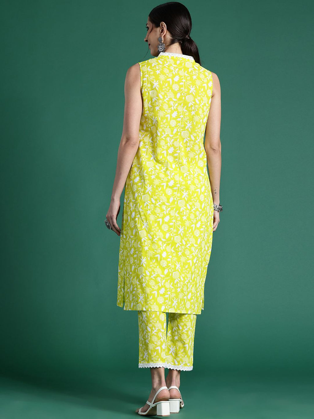 Indo Era Floral Printed Pure Cotton Kurta with Trousers | Grocsy