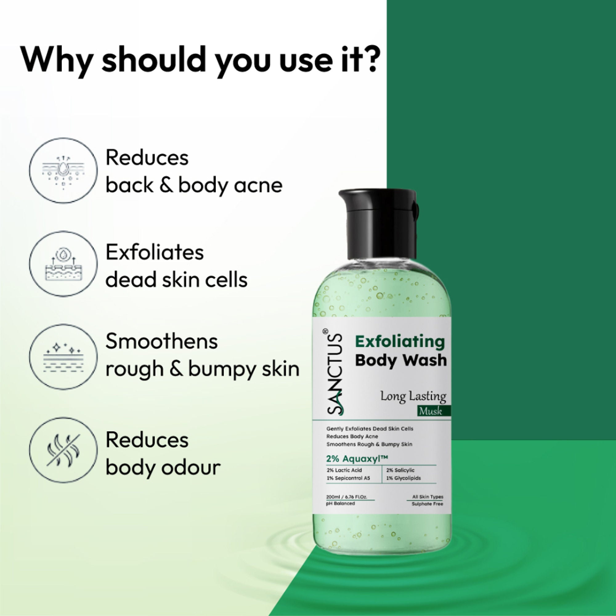 SANCTUS Exfoliating Body Wash Musk | Grocsy