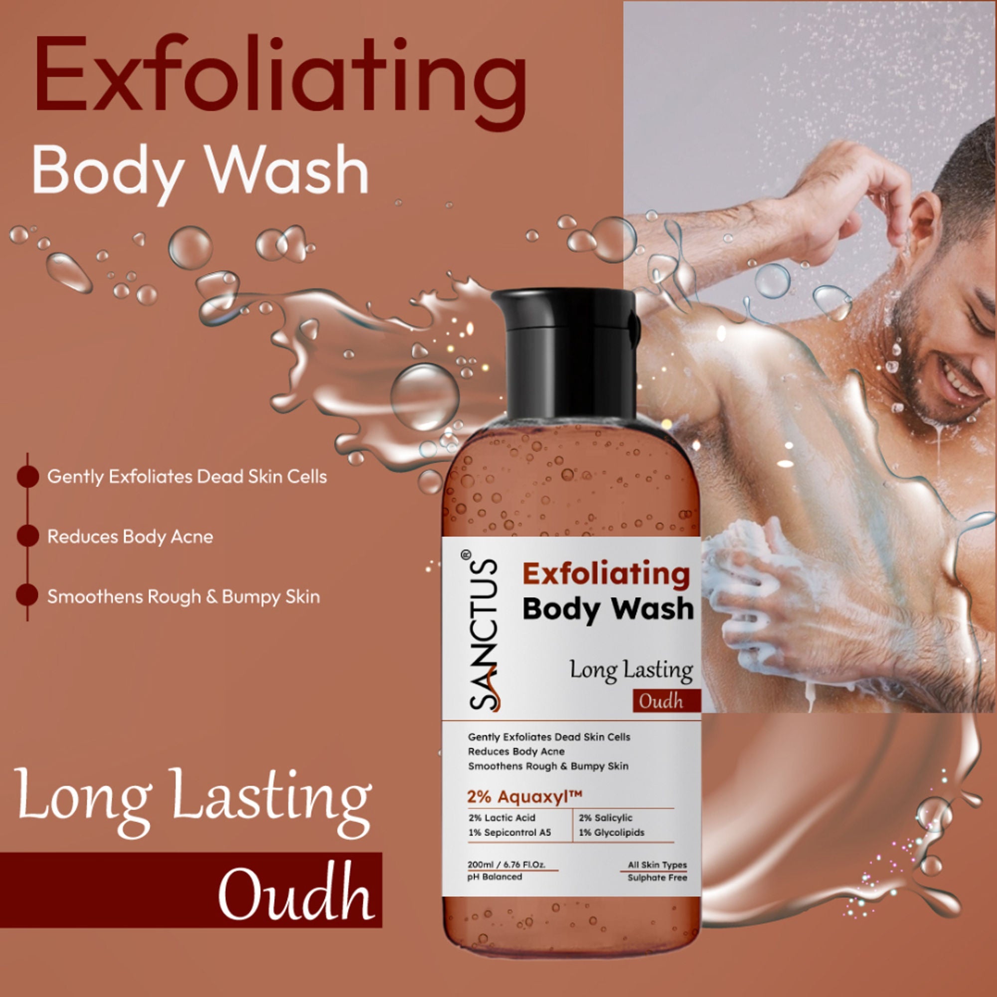 SANCTUS Exfoliating Body Wash Oudh | Grocsy
