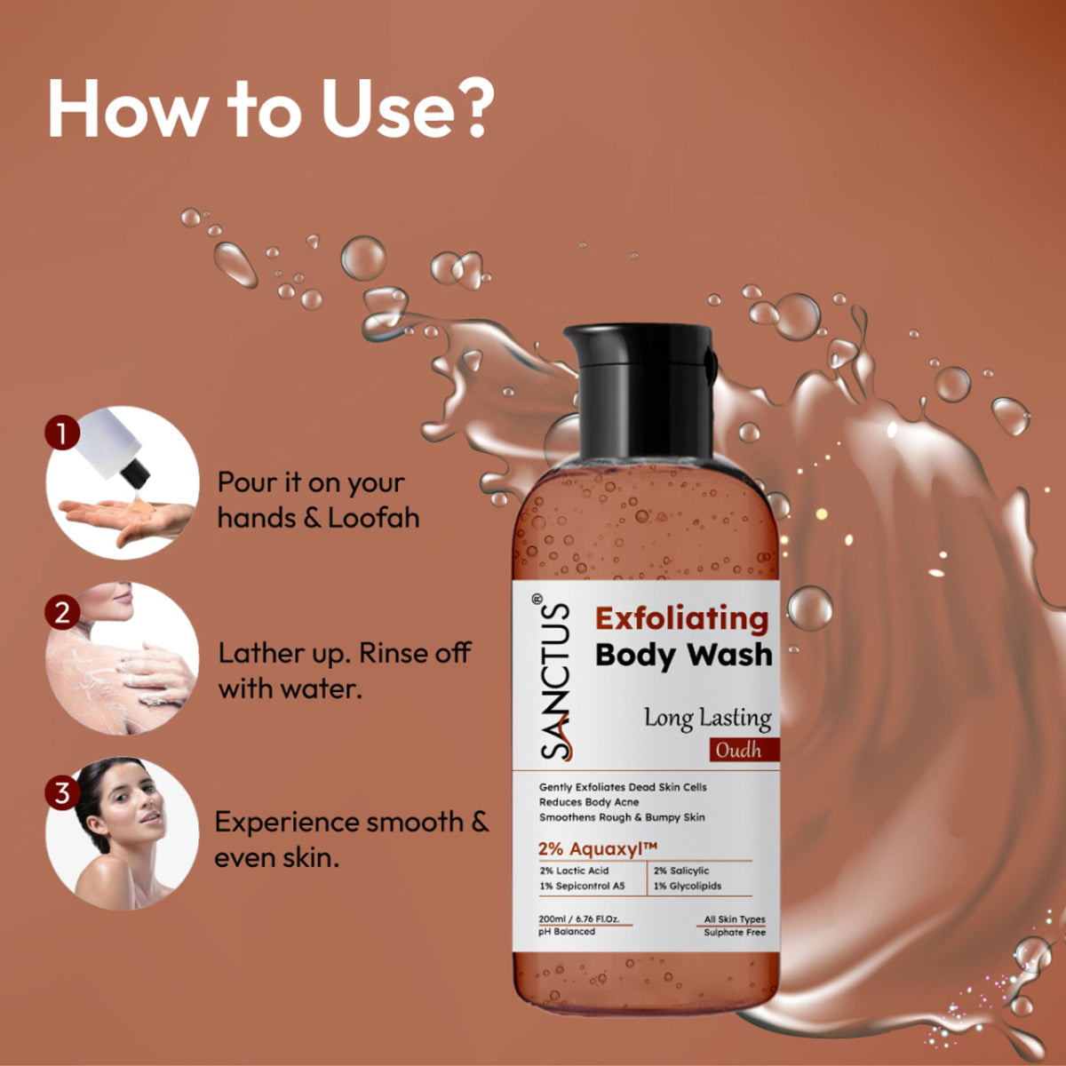 SANCTUS Exfoliating Body Wash Oudh | Grocsy