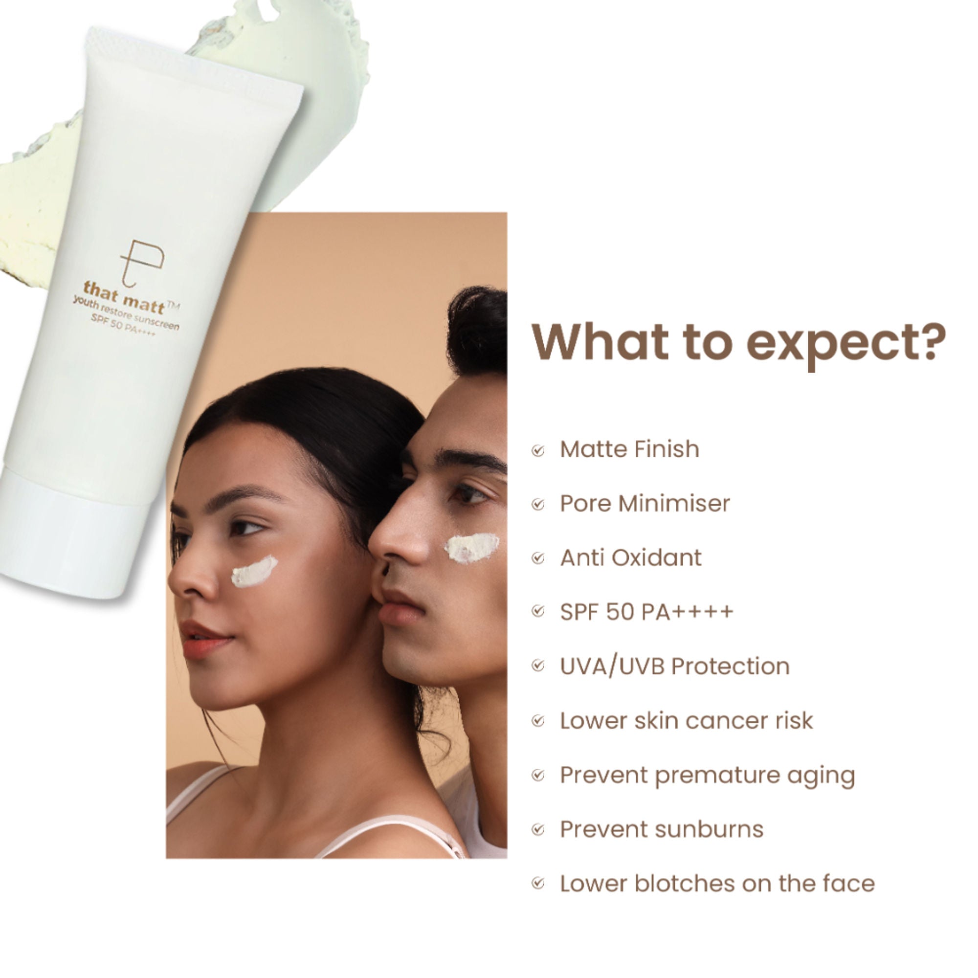 Personal Touch Skincare Thatmatt Hybrid Sunscreen SPF 50++++ With Patented Technology For Normal To Oily Skin | Grocsy