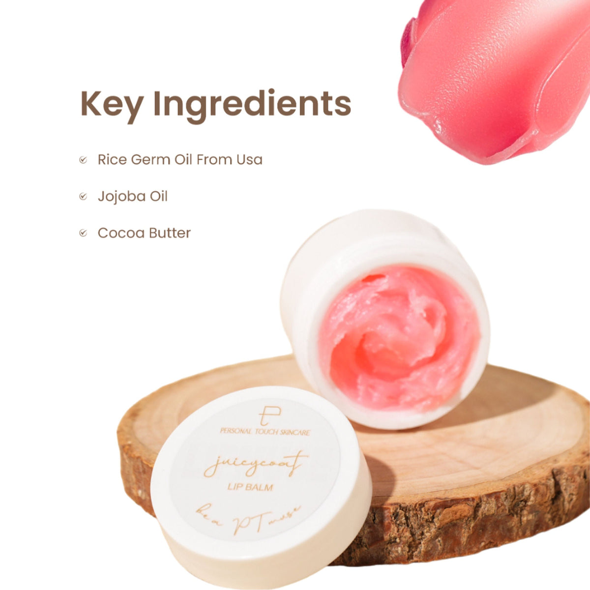 Personal Touch Skincare Juicycoat Lipbalm, USA Patented, India's 1st Squalene Lip Balm For Dark Dry Lips | Grocsy