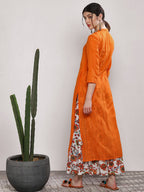 Sangria Women Orange & White Solid Kurta Set | Grocsy