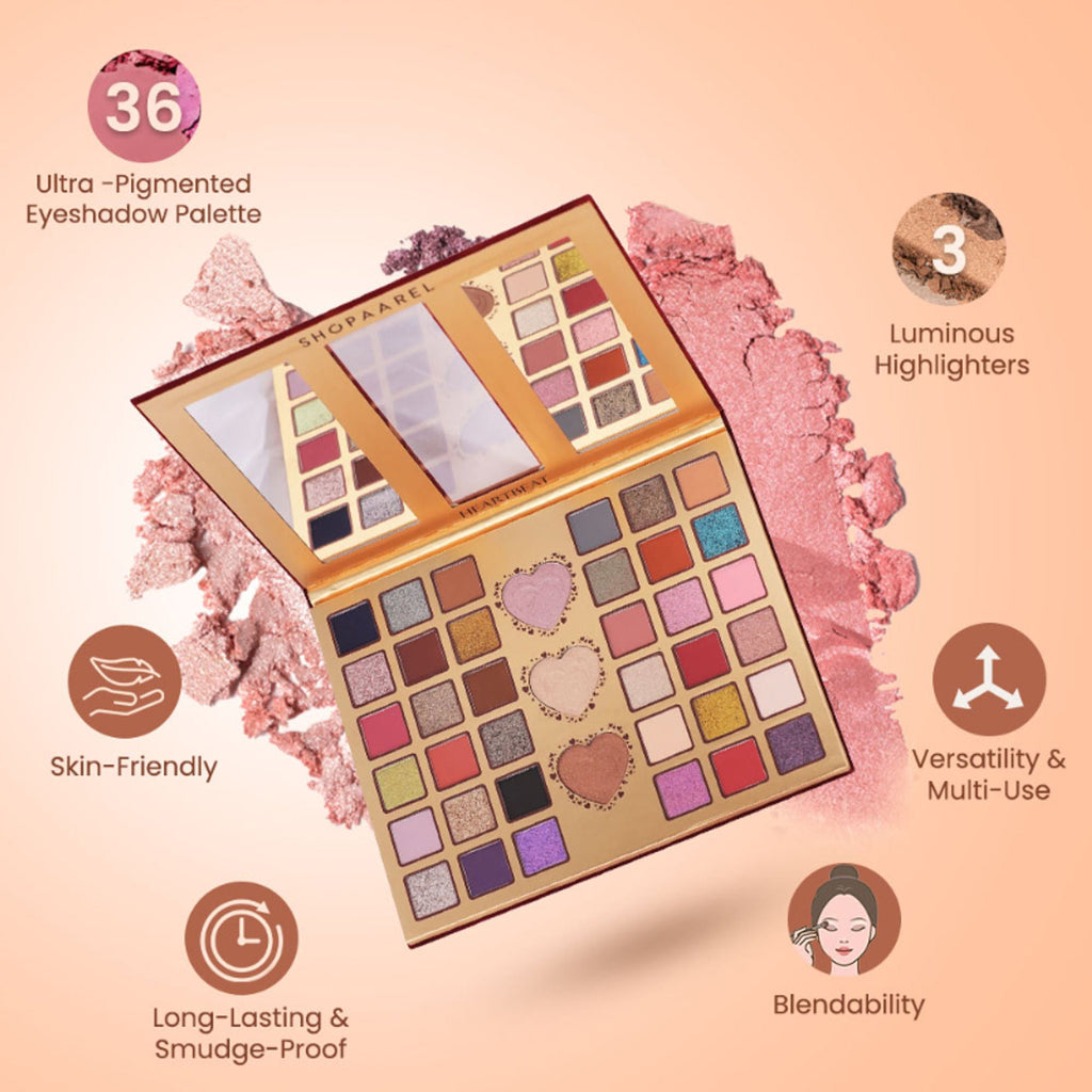 Shopaarel Heartbeat Eyeshadow & Highlighter Palette | Grocsy