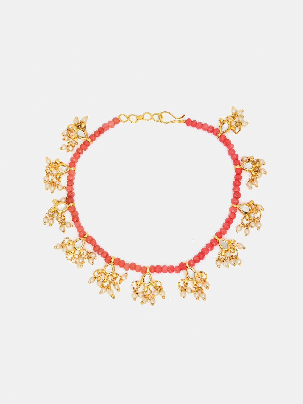 Ruby Raang 22k Gold Polished Stone Anklets | Grocsy