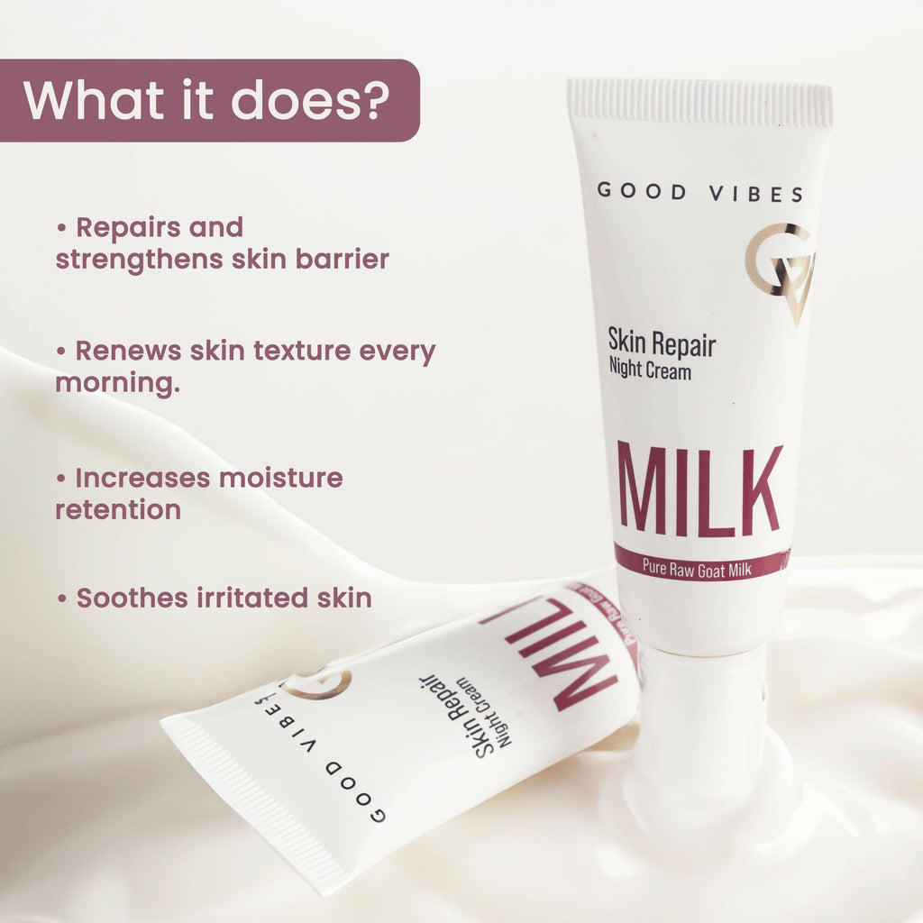 Good Vibes Skin Repair Milk Night Cream with 100% Pure Raw Goat Milk | Grocsy