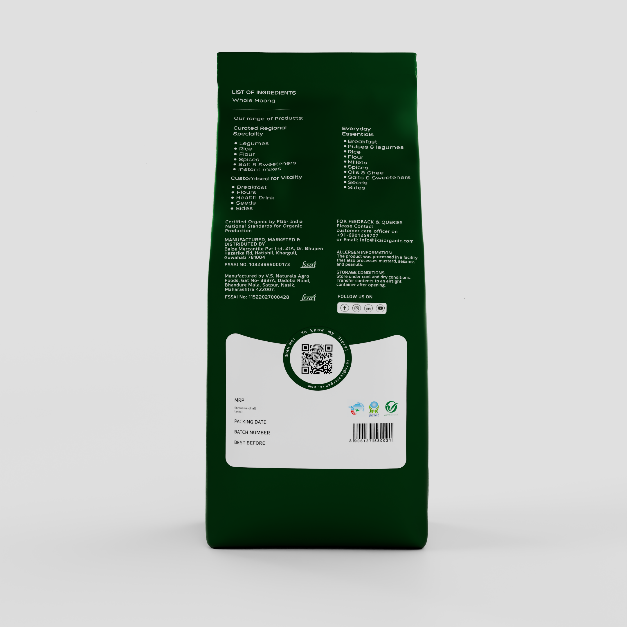 IKAI Organic Whole Moong (Green Gram)