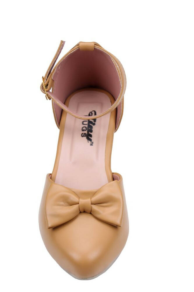 Tiny Bugs Girls Bow Embellished Ballerinas - Tan | Grocsy