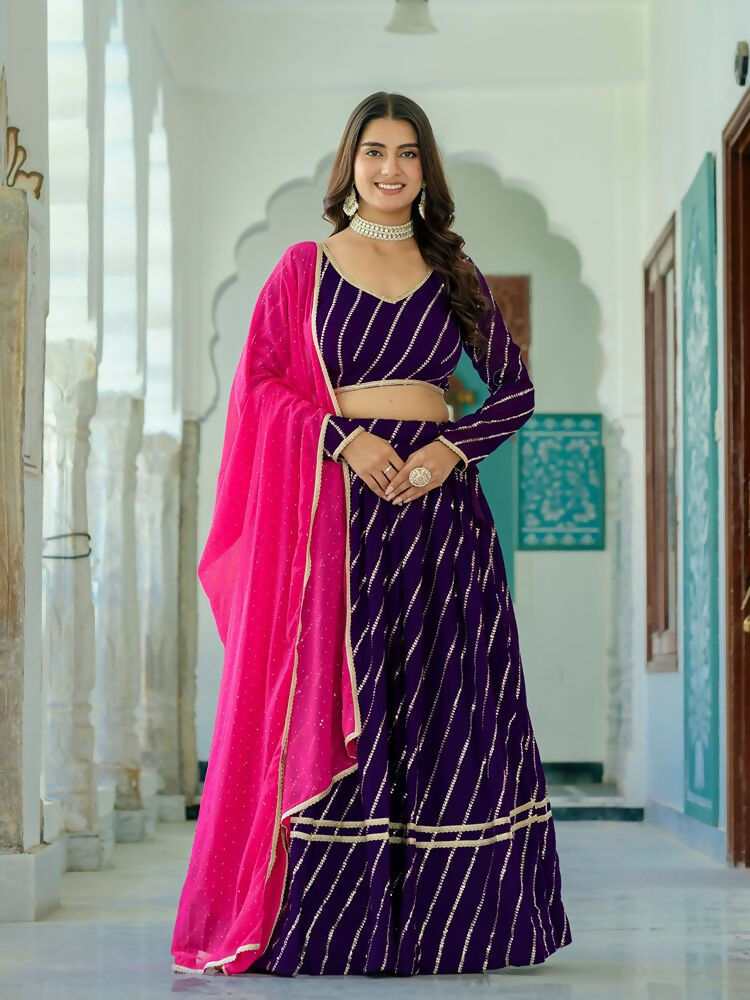 Lehenga Mart Purple Designer Wedding Wear Lehenga Choli | Grocsy
