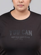 MKH Plus Size Typography Printed Drop Shoulder Sleeves Relaxed Fit Dri-FIT Sports T-Shirt | Grocsy