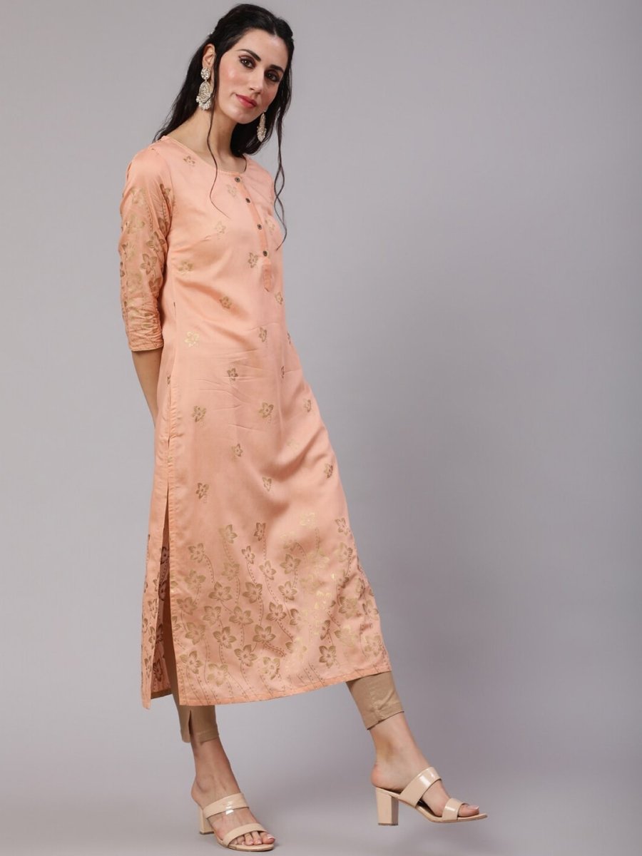 Aks Ethnic Motifs Printed Chanderi Silk Straight Kurta | Grocsy