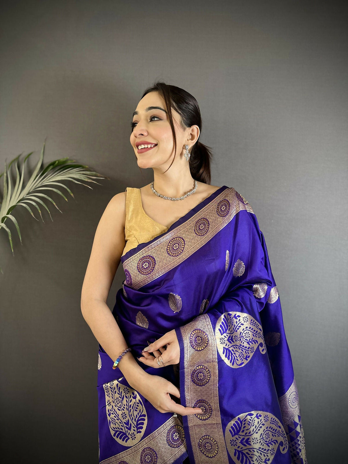 Joban Fashion Purple Paisley Soft Silk Banarasi Saree | Grocsy