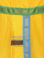 Sethukrishna Men Yellow Solid Double Layer Readymade Dhoti Pant | Grocsy