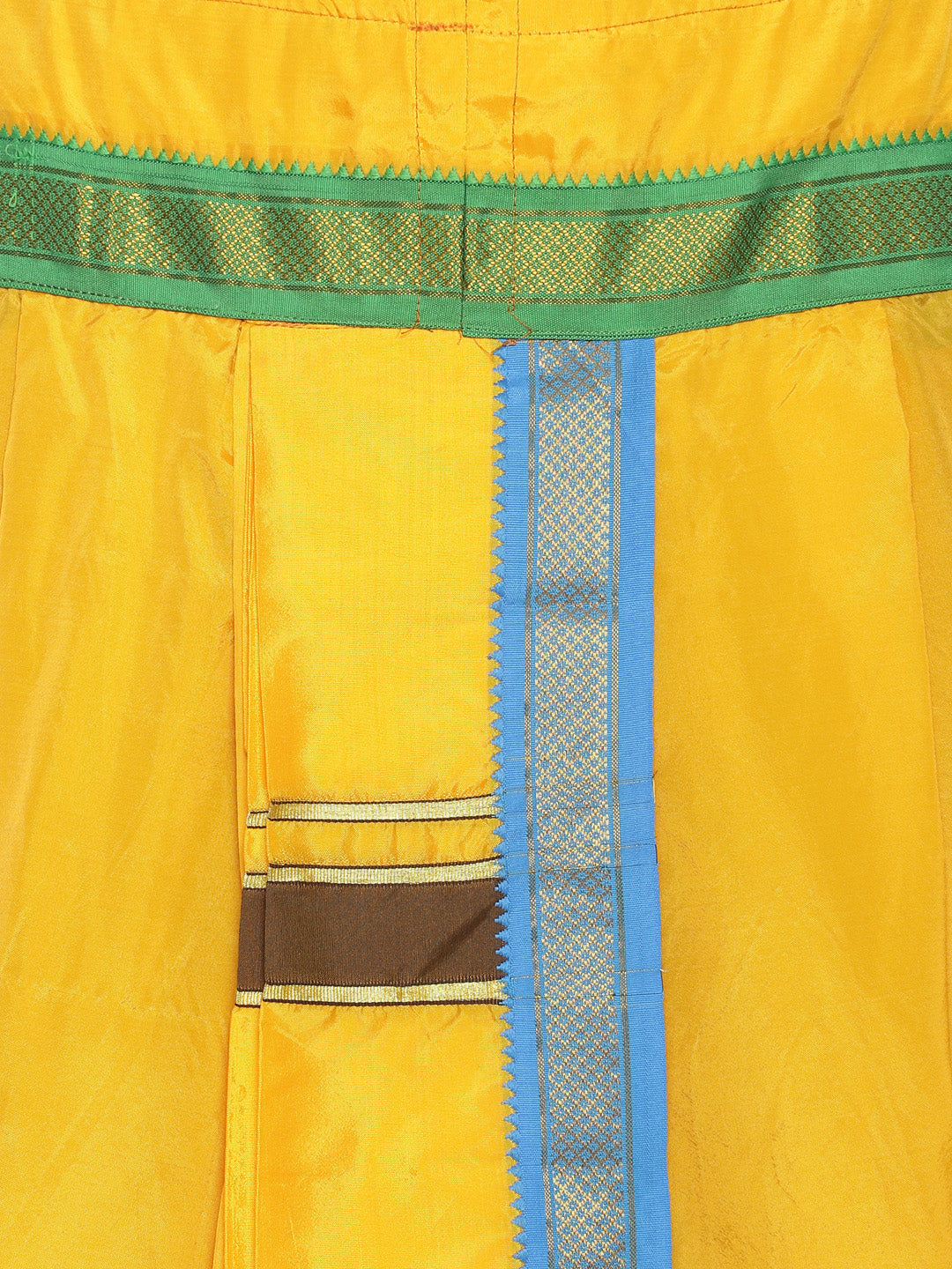 Sethukrishna Men Yellow Solid Double Layer Readymade Dhoti Pant | Grocsy