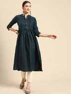 Sangria Women Navy Blue Striped Kurta | Grocsy