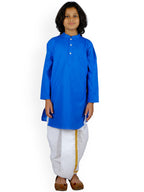 Sethukrishna Boys Blue Pure Cotton Kurta with Dhoti Pants | Grocsy