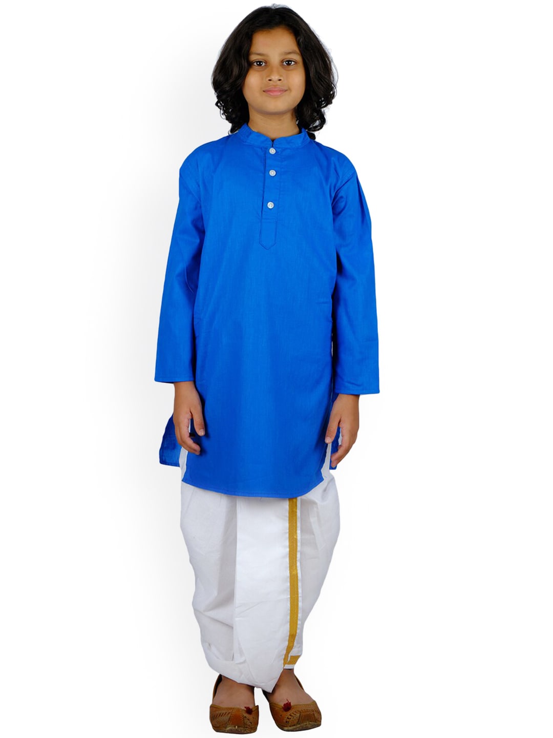 Sethukrishna Boys Blue Pure Cotton Kurta with Dhoti Pants | Grocsy