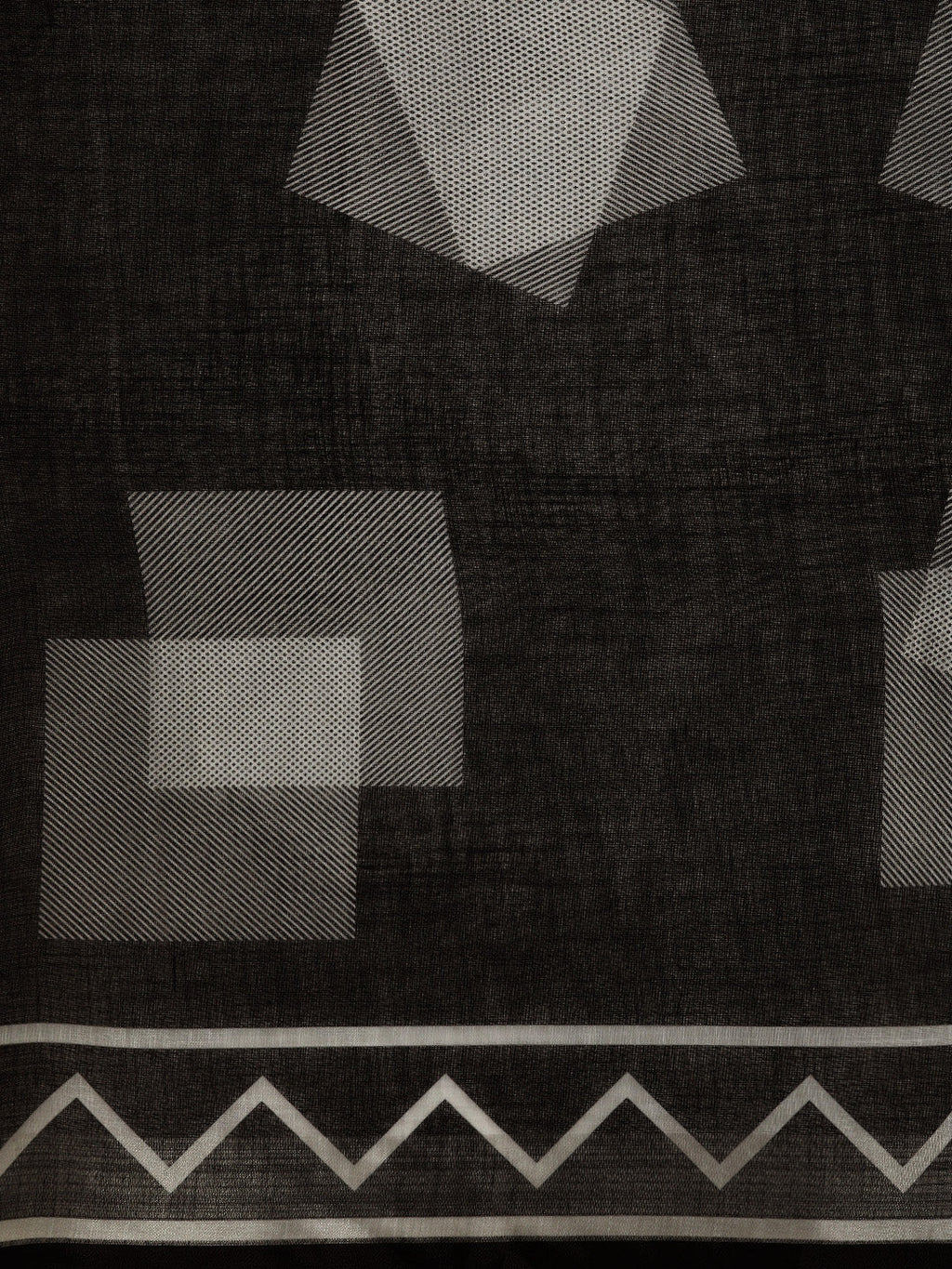 Sangria Black Printed Pure Linen Saree | Grocsy