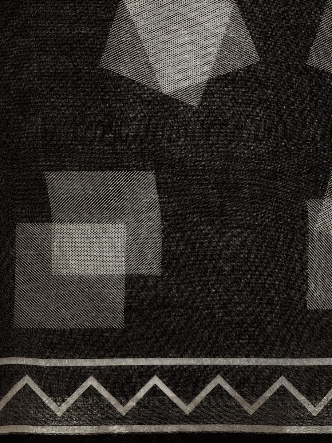 Sangria Black Printed Pure Linen Saree | Grocsy
