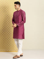 House of Pataudi Jashn Ethnic Motifs Yoke Design Sequinned Kurta | Grocsy