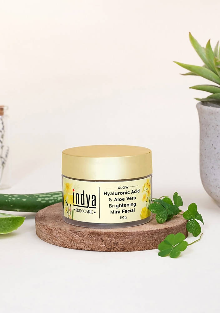 Indya Hyaluronic Acid & Aloe Vera Brightening Mini Facial | Grocsy