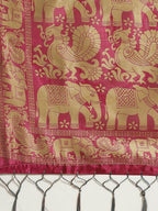Saree Mall Teal Green & Beige Printed Bhagalpuri Saree | Grocsy