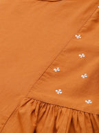 Sangria Women Rust Orange Solid Pure Cotton Kurta with Palazzos | Grocsy