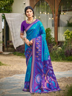 Shree Shyam Fashion Blue Soft Silk Saree | Grocsy