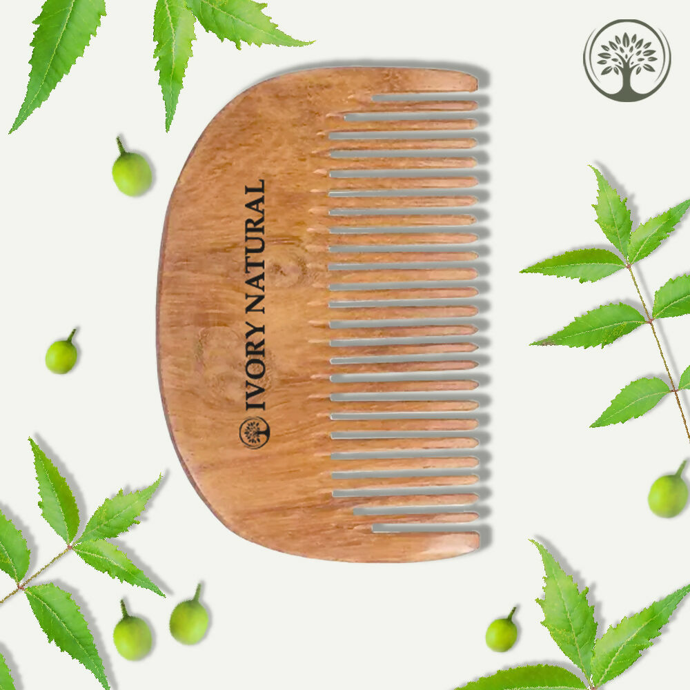 Ivory Natural Beard Kacchi Neem Wooden Comb - Natural Grooming For Beard | Grocsy
