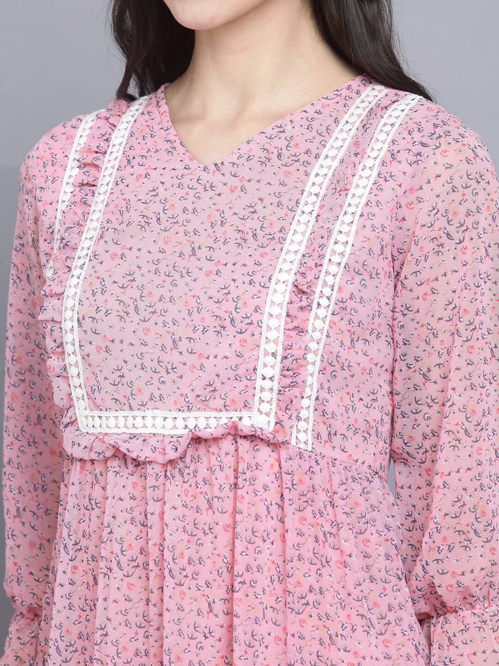 Myshka Women's Pink Floral Midi Dress | Grocsy