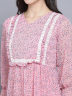 Myshka Women's Pink Floral Midi Dress | Grocsy