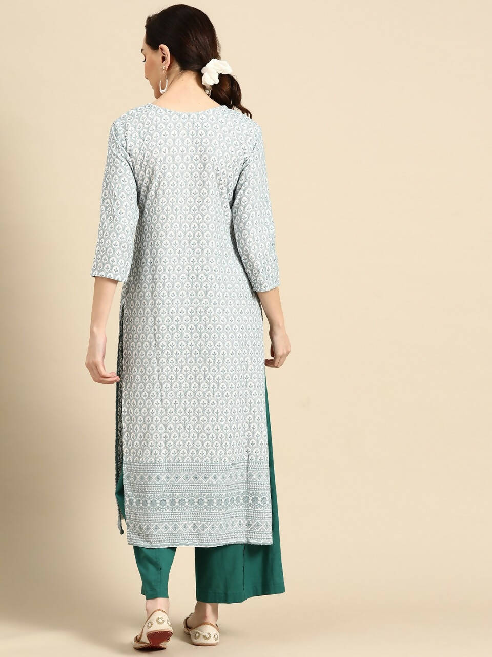 Deeps women's Blue Embroidered Rayon Kurta | Grocsy