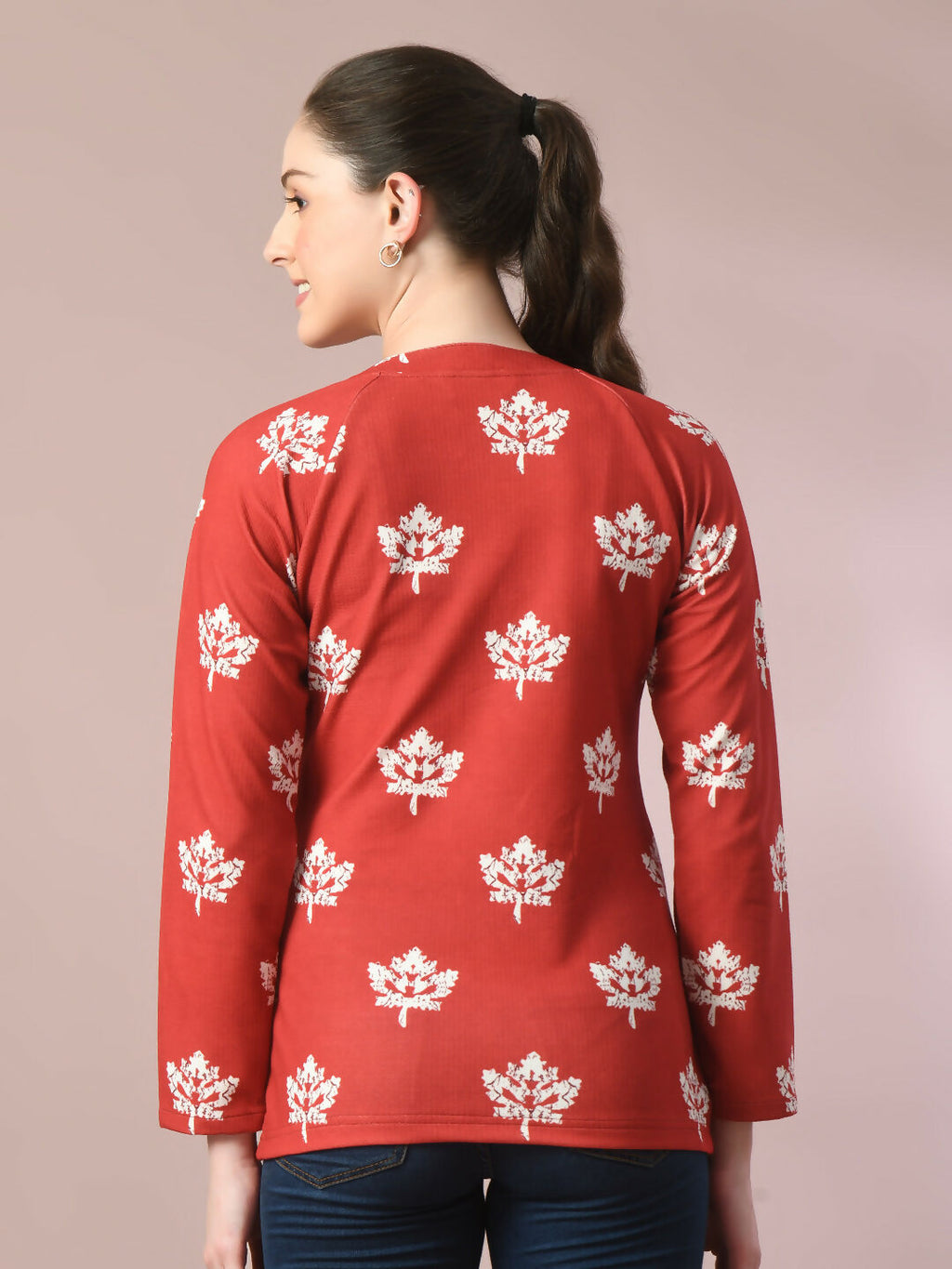 Myshka Women's Rust Embellished Raglan Sleeve Party Top | Grocsy