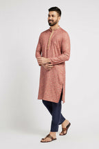 Ethnic India Pink Men's Kurta Floral Polyester | Grocsy