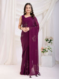 Purple Rangoli Silk Diamond Work Ready To Wear Saree - Tamana | Grocsy