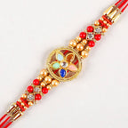 Flower Design Kundan Rakhi And Almonds Jar | Grocsy