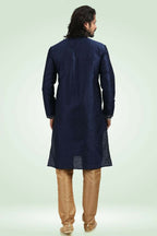 Raivat Ethnic Jacquard Banarasi Silk Pintux Work Kurta Pajama In Blue Colour | Grocsy