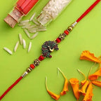 Beautiful Peacock Ethnic Rakhi & Cashew Jar | Grocsy
