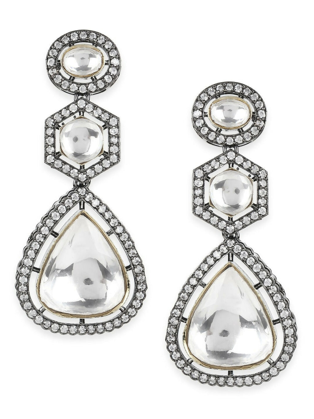 Zircon & Kundan Danglers- Ruby Raang | Grocsy
