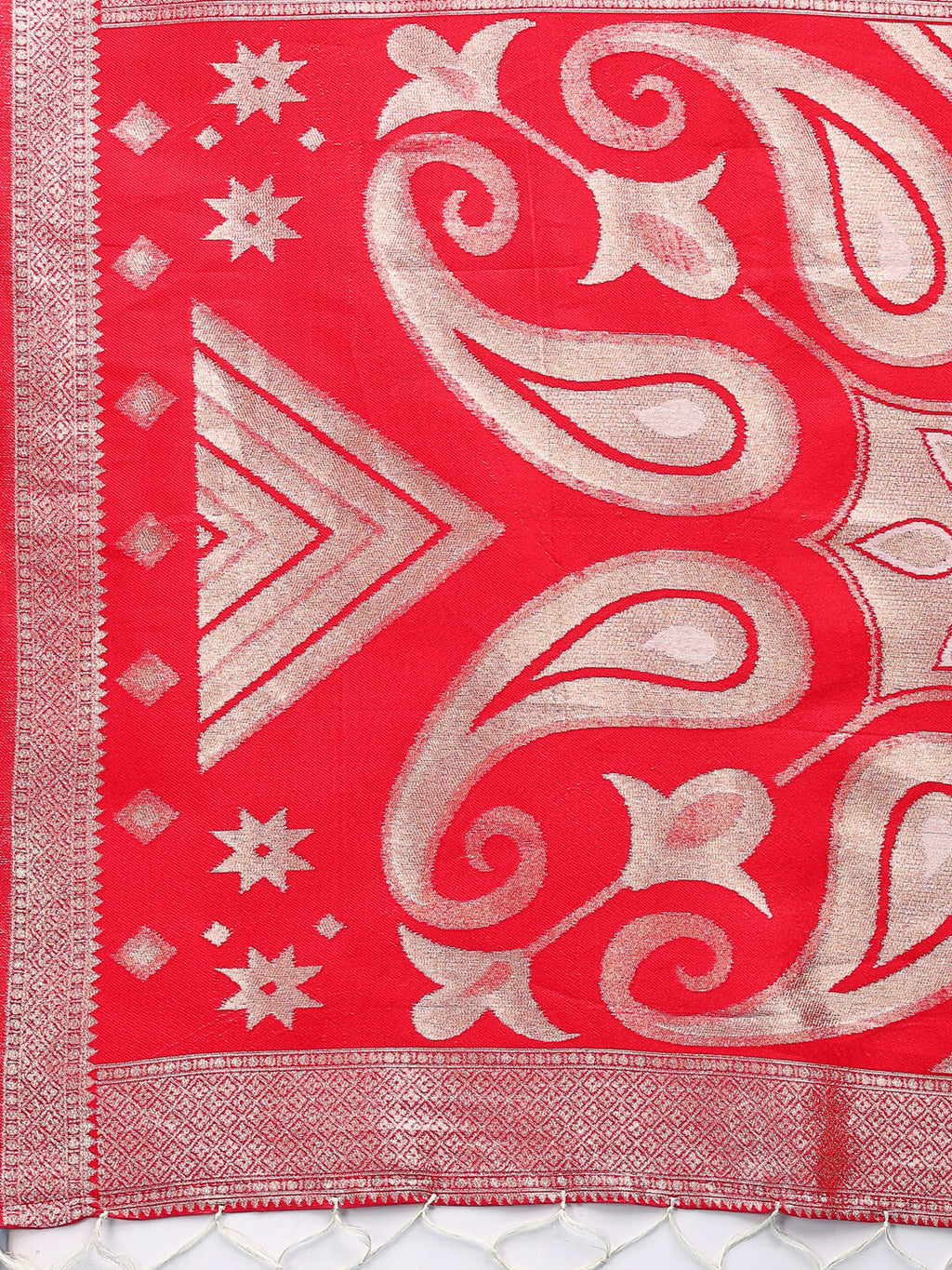 Shree Shyam Fashion Devistuti Red White Linen Cotton Saree | Grocsy