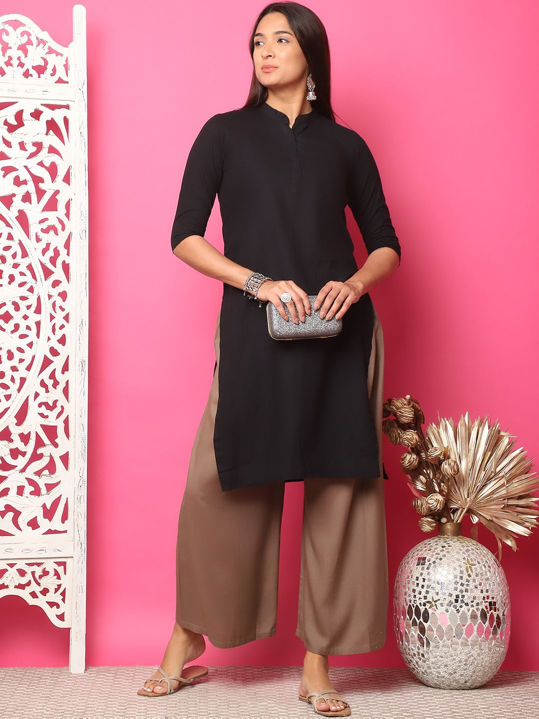 TAG 7 Women Flared Ethnic Palazzos | Grocsy