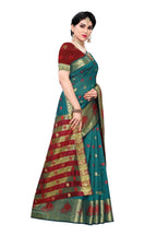 Vamika Banarasi Jaquard Rama Green Weaving Saree | Grocsy