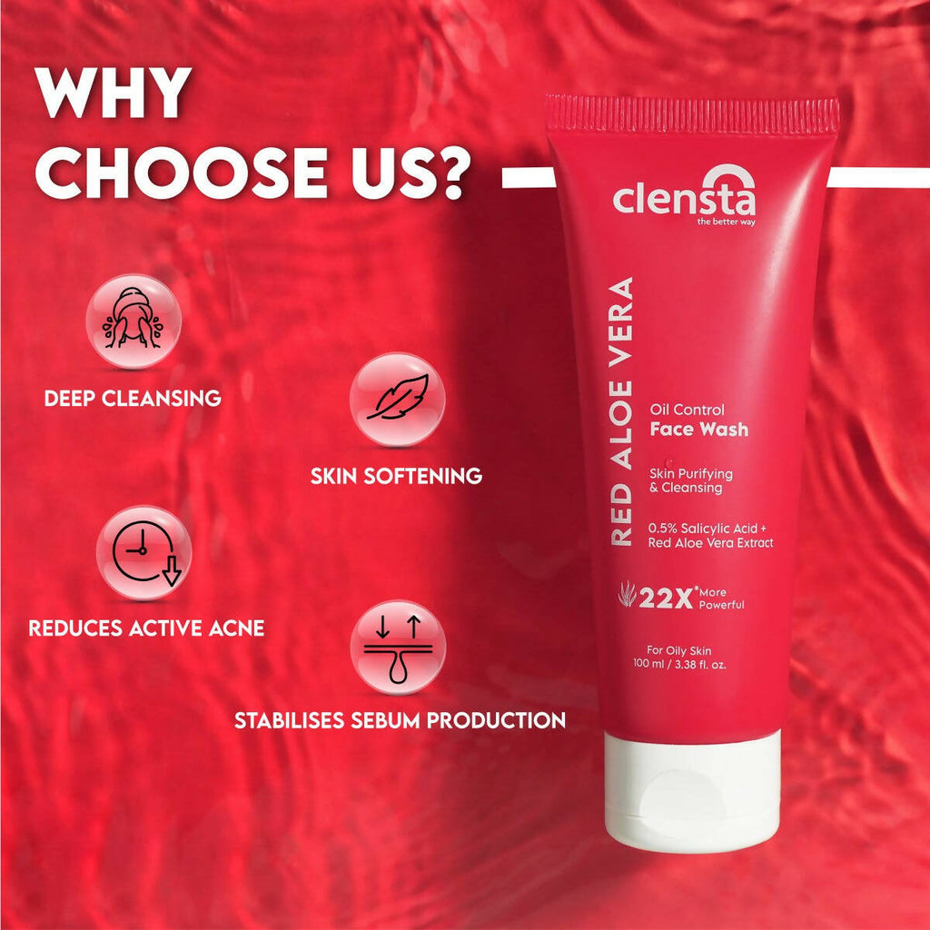 Clensta Red Aloe Vera Oil Control Face Wash | Grocsy