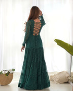 Joban Fashion Bottle Green Kurta Set Chanderi Sequence Embroidery Work | Grocsy