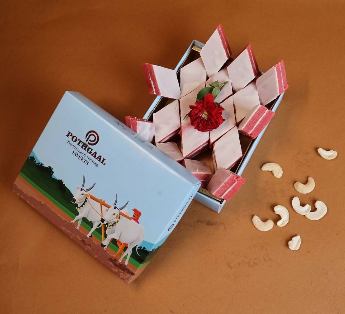 Pothgaal Sweets Kaju Strawberry Burfi | Grocsy