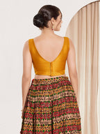 Joban Fashion Mustard Mulberry Silk Padded Blouse With Round Neck Sleeveless | Grocsy