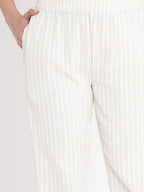 Juniper Women Natural Cotton Flex Striped Slim Fit Pant/Slim Pant | Grocsy